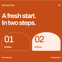 Blackhead Buster: softening and refining patch routine. Four sets per box. Graphic title card.